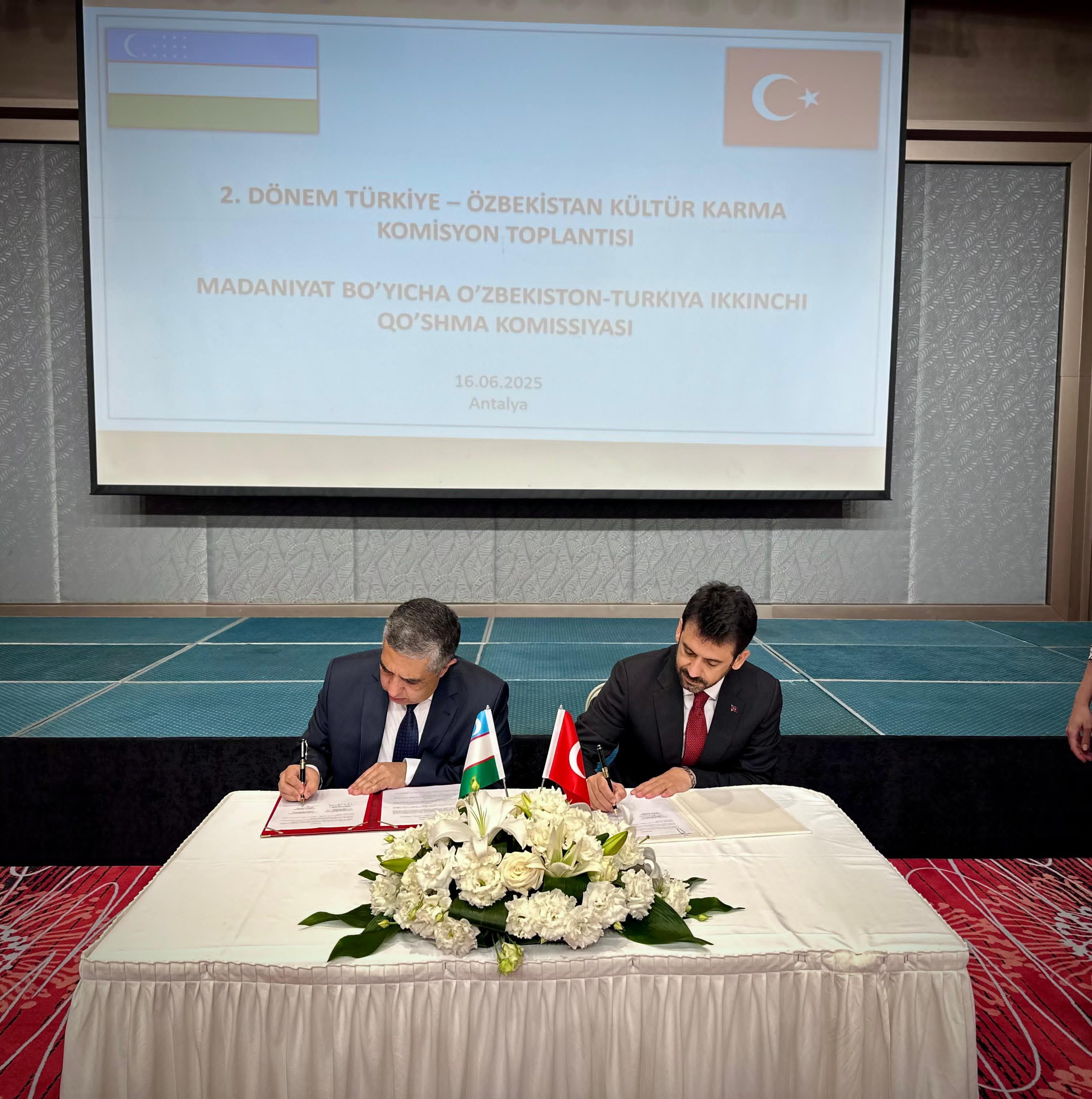 Türkiye-Özbekistan 2. Dönem Kültür Karma Komisyonu Toplantısı vesilesiyle mevkidaşım Madjidov Murodjon Abdullaeviç ve kıymetli heyetiyle Antalya’mızda bir araya geldik.